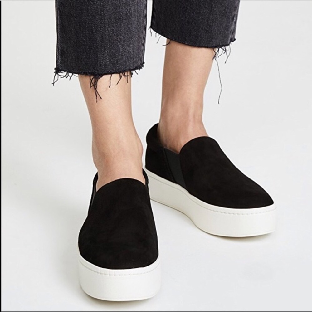 Vince Blue Warren Velvet Platform Sneaker chunky thick slip-on sneaker size 8